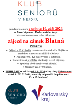 zájezd na zámek Blatná